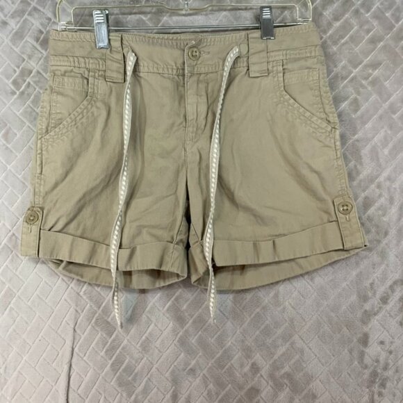 Tommy Hilfiger Womens 2 Shorts Tan Corduroy Jeans Mid Rise 100% Cotton Cuffed - Picture 1 of 16